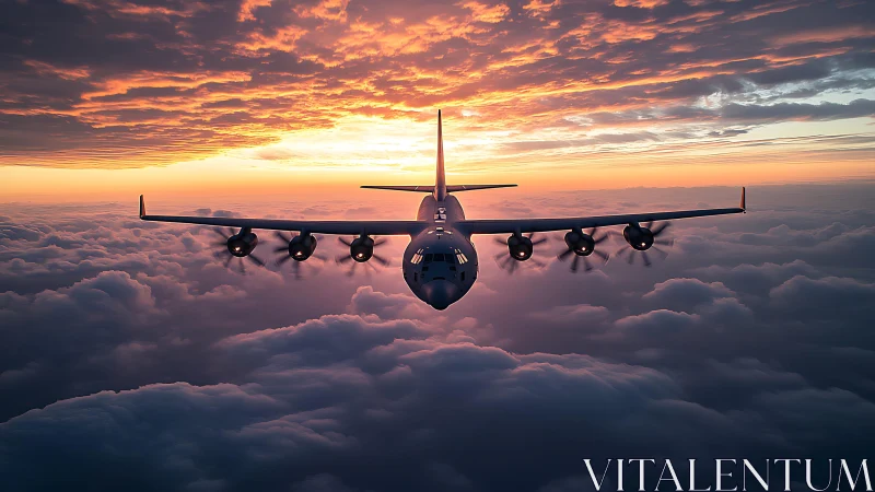 Storm-bruised cargo titan glides into molten cotton skies.