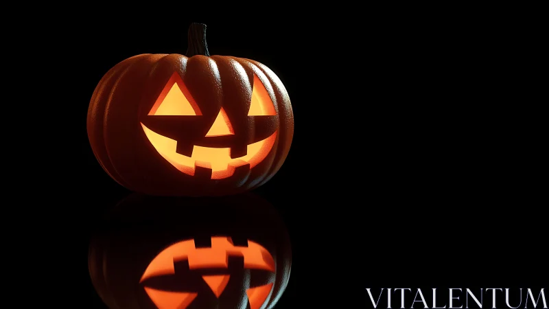 Glowing Jack-o’-Lantern Smiles Against Deep Black Night.