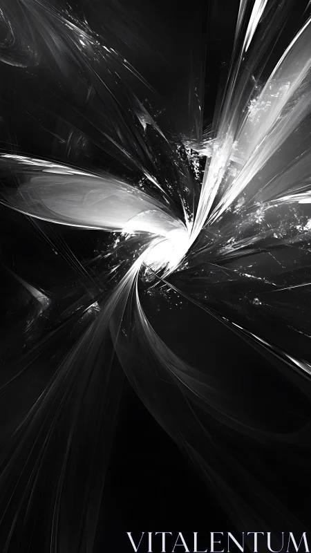 Monochrome fractal vortex forms with high contrast caustic lighting