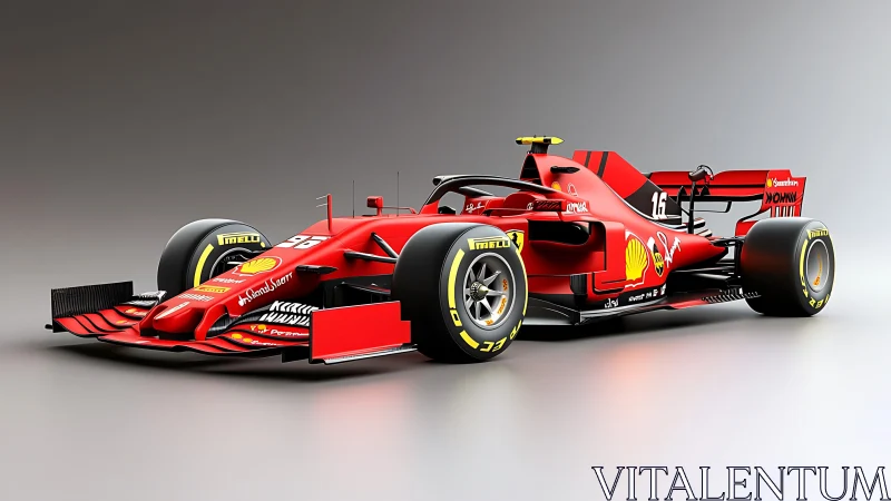 High-fidelity 3D render of red Formula 1 racing car model