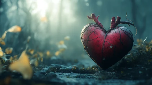 Crimson Heartbeat Blooms Defiant Amid Enchanted Shadows