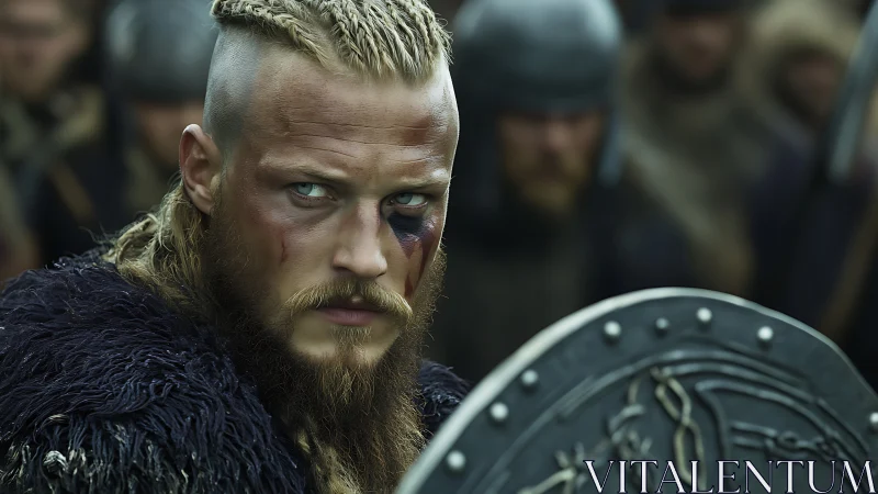 Storm-eyed Viking studies the battlefield with icy resolve