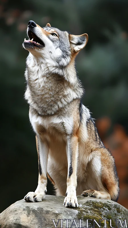 Wild wolf lifts its voice in a quiet forest clearing