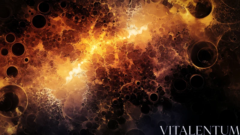 Fractal cosmic nebula with glowing molten circles field.