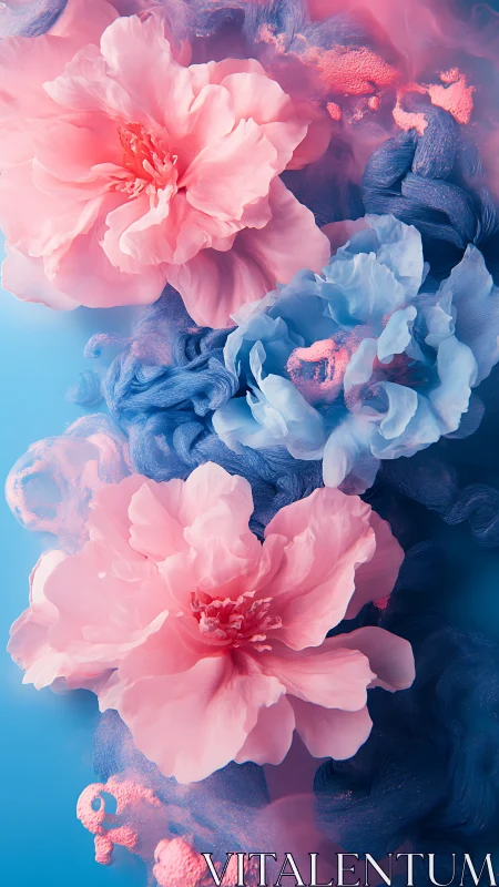 Peony Blossoms Dance Through Liquid Color Chaos