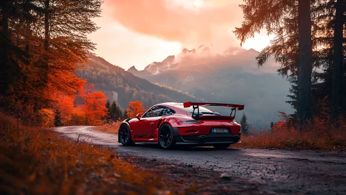 Scarlet track beast pauses where autumn kisses the Alps