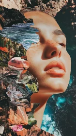 Dreaming shoreline carves an inner world across her face