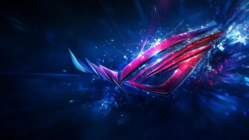 Neon gaming emblem streaks through an explosive cosmic void