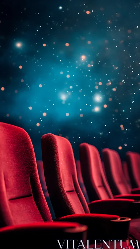 Velvet cinema thrones drifting beneath a glittering cosmos.