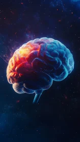 Luminous bifurcated brain rendering shows thermal neural contrast