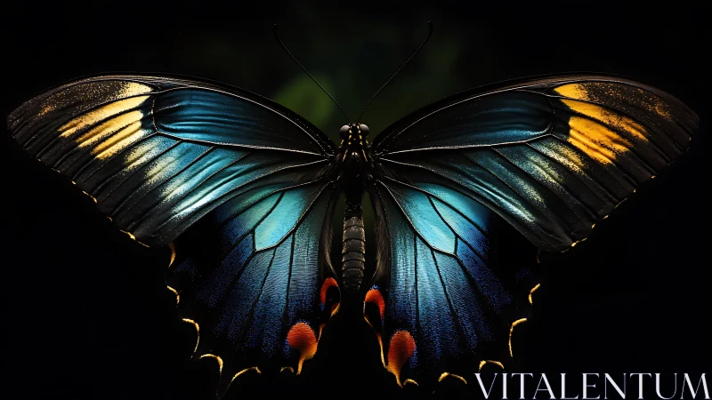 Detailed dorsal view records iridescent butterfly wing structure