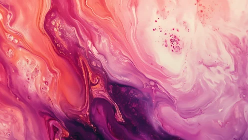 Swirling pink and orange colors dance in a dreamy liquid flow