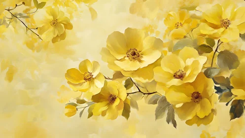 Golden Blooms in Soft Light: A Cheerful Yellow Flower Garden