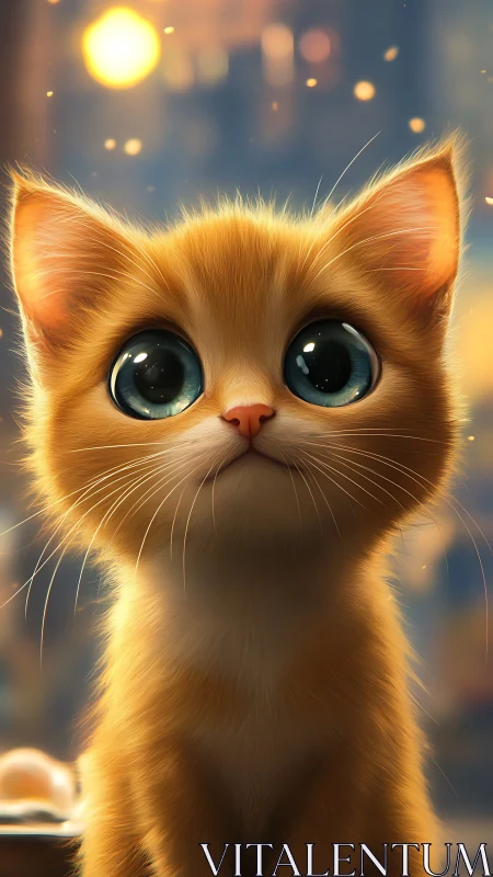Golden Feline Portrait with Luminescent Eyes and Atmospheric Depth.