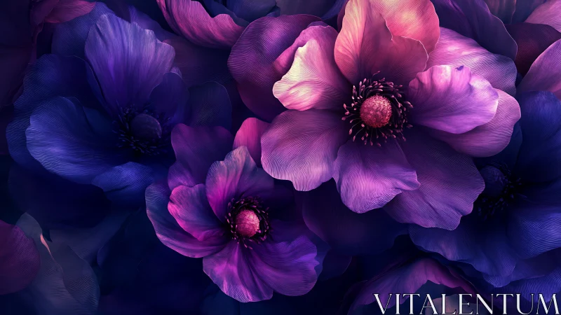 Purple Peony Cluster with Luminous Gradient Depth.