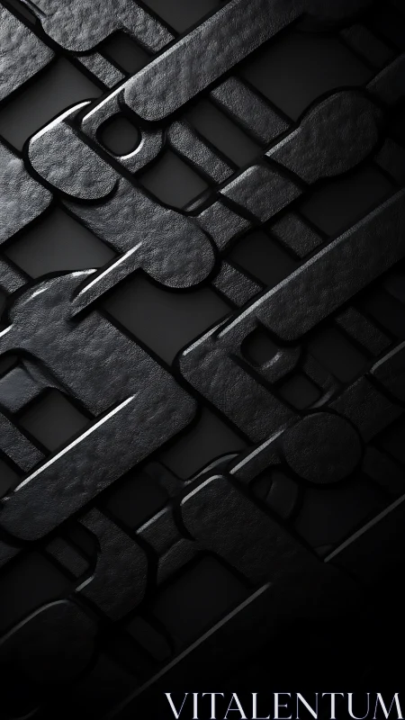 Dark metallic interlocking geometric bars pattern design.