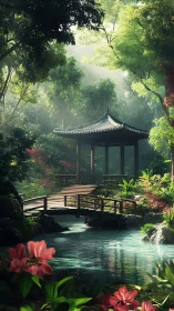 Peaceful garden pavilion welcomes quiet moments by the water