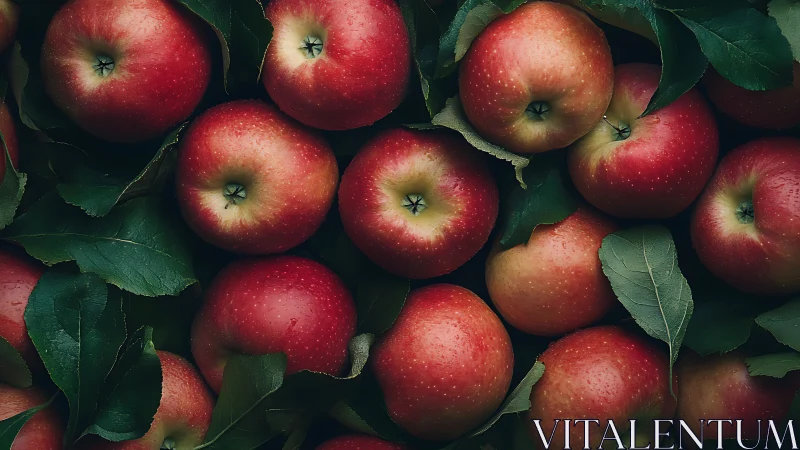 Red apples are arranged in a dense top-down photographic layout