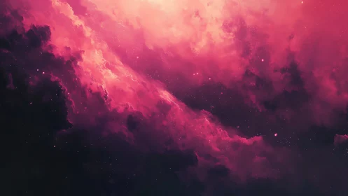 Radiant magenta nebula streaming through deep cosmos.