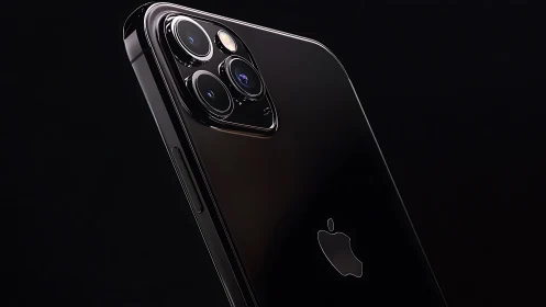 Black iPhone Pro with Advanced Quad Camera System.