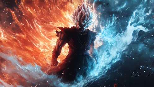 Warrior channels dual fire and ice cosmic energy