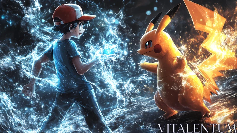 Dynamic trainer and electric creature locked in elemental clash