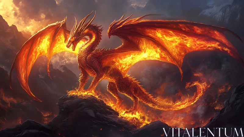 Infernal dragon rendered in high-detail cinematic fantasy lighting