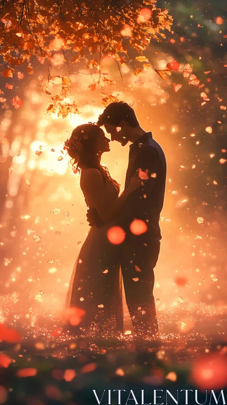 Silhouetted Embrace Beneath Autumn Glow.