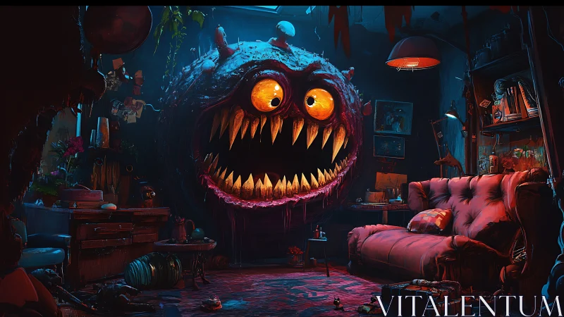 Cheerfully Creepy Monster Room Glowing With Mischief.