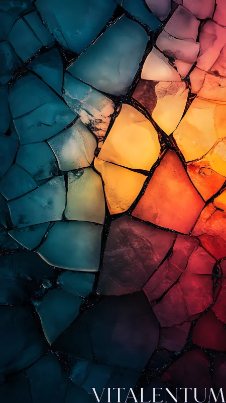 Fractured glass shards reveal glowing warm core gradient