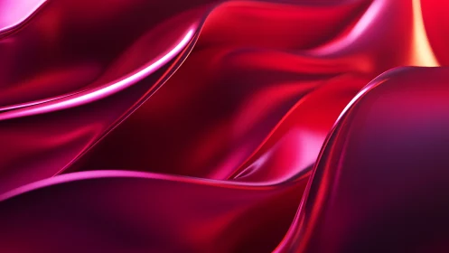 Crimson satin waves ripple in luminous abstract twilight.