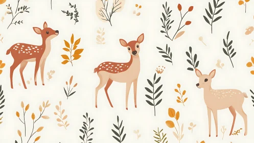 Gentle woodland fawns wandering through leafy daydreams.