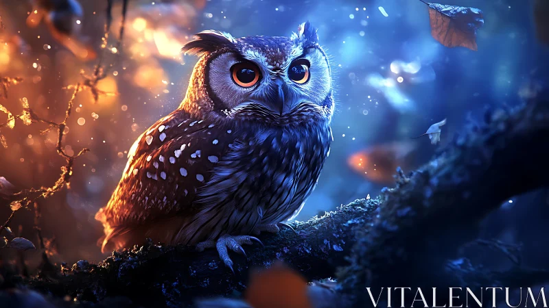 Enchanting Owl in Magical Forest, Cinematic Fantasy Art Style.