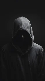 Hooded faceless figure rendered in high-contrast chiaroscuro lighting