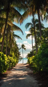 Tropical Palm Pathway to Turquoise Beach Paradise