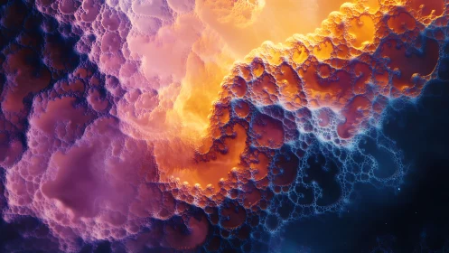 Fractal nebula interface forms luminous recursive cloud structures