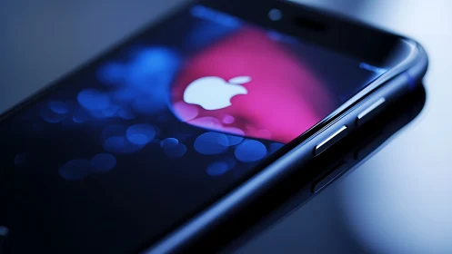 Sleek smartphone glow in cool blue and soft neon light.