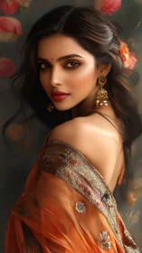 Amber silk whispers as the regal gaze quietly commands