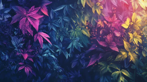 Chromatic foliage gradient under simulated spectral bloom.