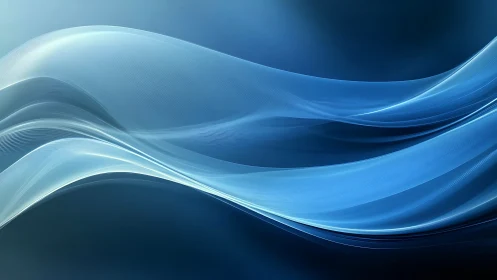 Blue translucent light waves on dark abstract background.