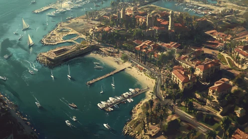 Turquoise Harbor Dream: Coastal Geometry Meets Urban Romance.