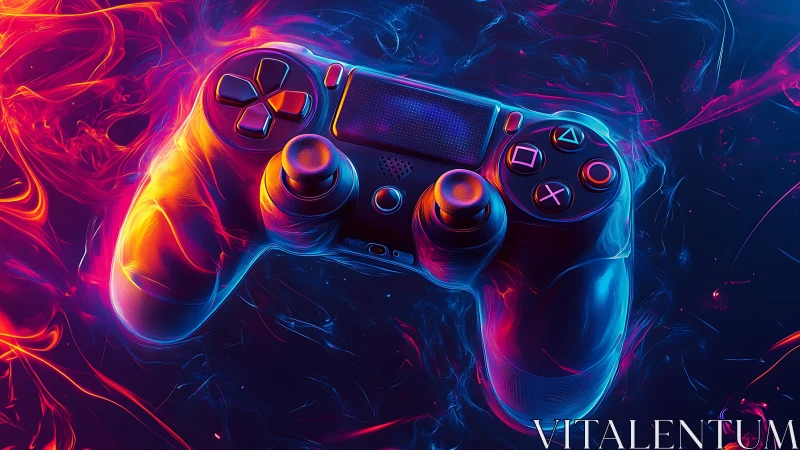 Neon Gamer's Joy: A Glowing Controller Masterpiece.