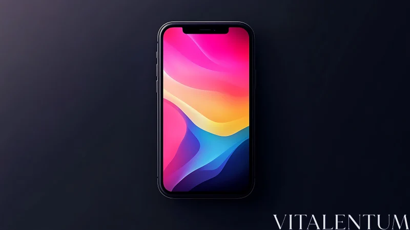 Smartphone With Vibrant Gradient Wallpaper Design.