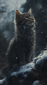 Felidean Subject Displaying Upward Ocular Trajectory in Precipitation Environment