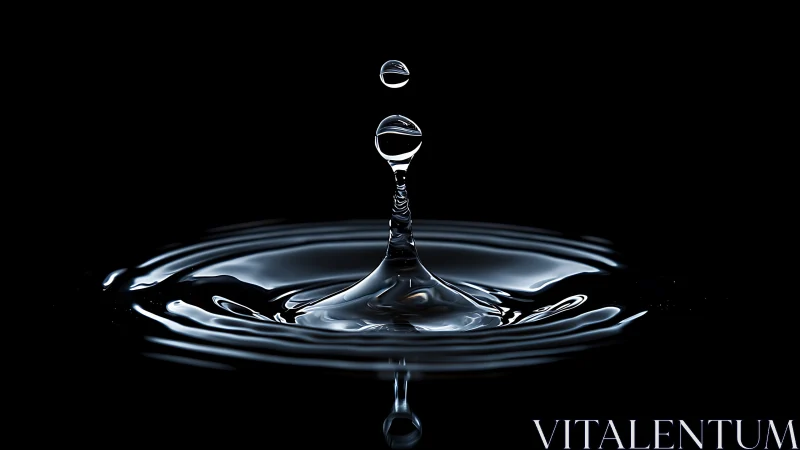 Water droplet splash captured in crisp high-speed silhouette.