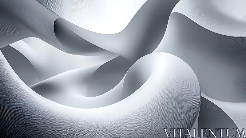 Flowing Abstract White and Silver Curves in Minimalist Digital Art.