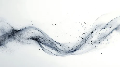 Ethereal charcoal wave swirling through white void space.