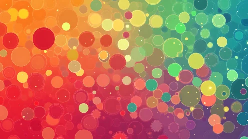 Bubbling rainbow orbits in a dreamy circular color storm.