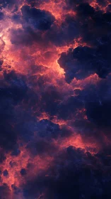 Fiery nebula clouds glowing softly in deep midnight space.
