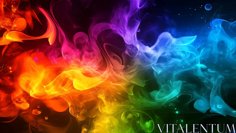 Swirling rainbow nebula drifts in luminous cosmic color